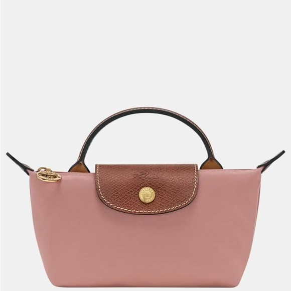 Longchamp Handbags - Longchamp mini top-handle bag in blush pink with brown trim
